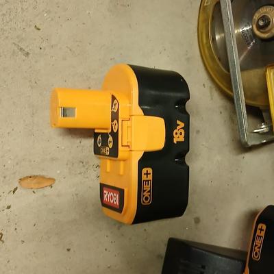 Ryobi Power tool set, with 2 batteries and charger, Drill, flashlight, and circular saw