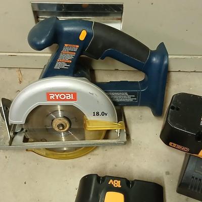 Ryobi Power tool set, with 2 batteries and charger, Drill, flashlight, and circular saw