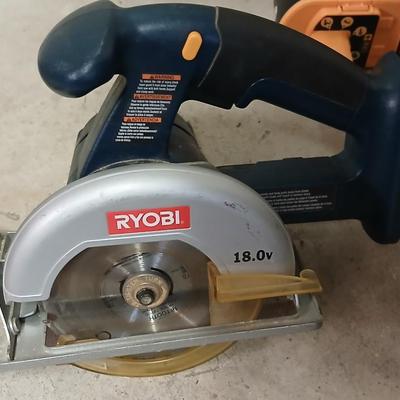Ryobi Power tool set, with 2 batteries and charger, Drill, flashlight, and circular saw