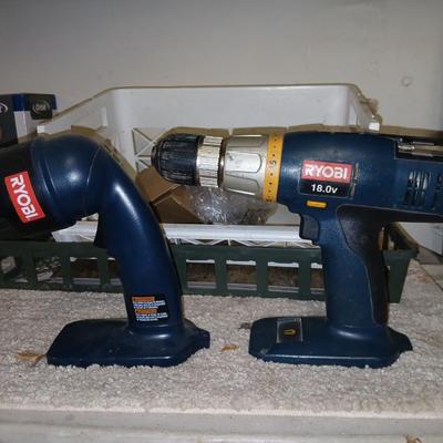 Ryobi Power tool set, with 2 batteries and charger, Drill, flashlight, and circular saw