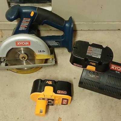 Ryobi Power tool set, with 2 batteries and charger, Drill, flashlight, and circular saw