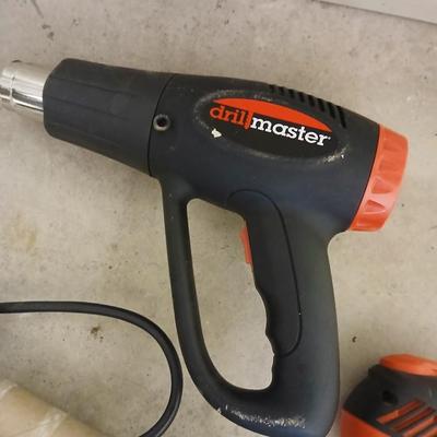 Black and Decker electric drill and a drill master heat gun