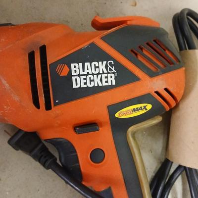 Black and Decker electric drill and a drill master heat gun
