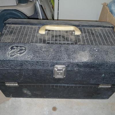 Vintage My buddy Tacklemaster tacklebox with contents and knife in sheath