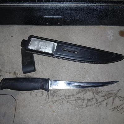 Vintage My buddy Tacklemaster tacklebox with contents and knife in sheath