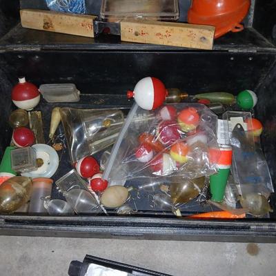 Vintage My buddy Tacklemaster tacklebox with contents and knife in sheath