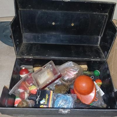 Vintage My buddy Tacklemaster tacklebox with contents and knife in sheath