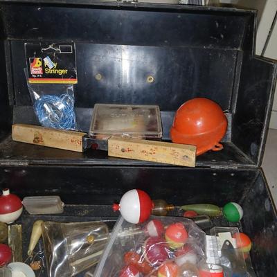Vintage My buddy Tacklemaster tacklebox with contents and knife in sheath