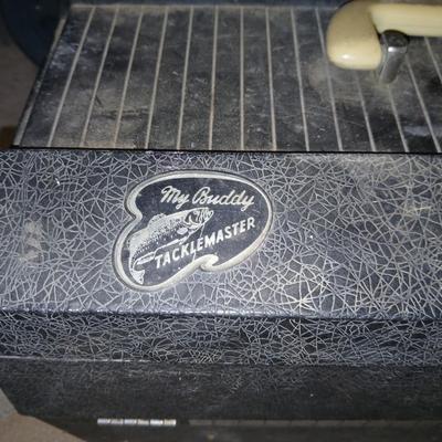 Vintage My buddy Tacklemaster tacklebox with contents and knife in sheath