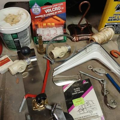 Household hardware, shelving brackets, pulleys, small sewer snake, paint thinner, and MUCH MUCH more!