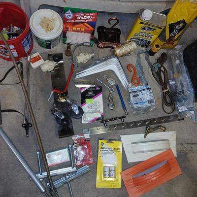 Household hardware, shelving brackets, pulleys, small sewer snake, paint thinner, and MUCH MUCH more!