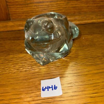 Vtg Indiana glass green frog tea light