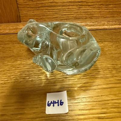 Vtg Indiana glass green frog tea light