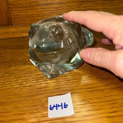 Vtg Indiana glass green frog tea light