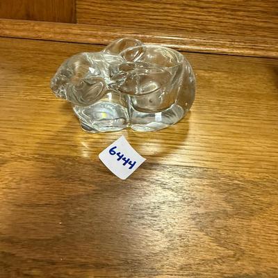 Vtg rabbit clear glass votive
