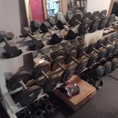 Assorted Dumbbells with Storage Rack