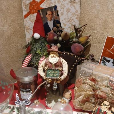 Christmas decorations - Fishing Santa - Fish in ornaments - vintage albums - Gnome - sleigh and more