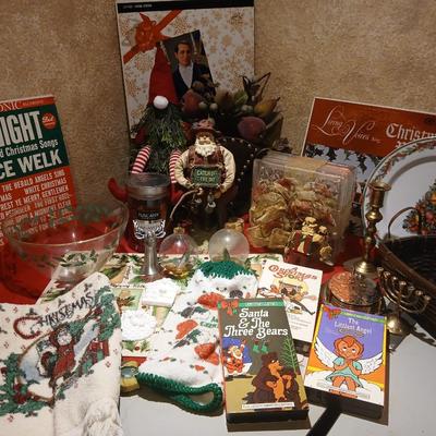 Christmas decorations - Fishing Santa - Fish in ornaments - vintage albums - Gnome - sleigh and more