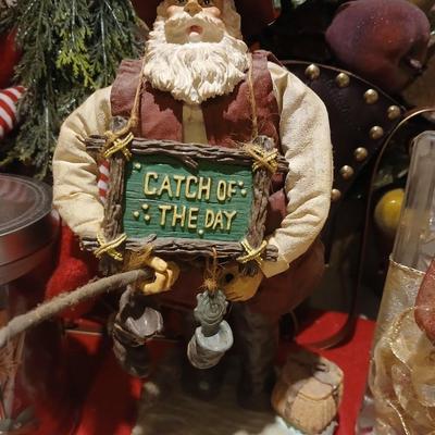 Christmas decorations - Fishing Santa - Fish in ornaments - vintage albums - Gnome - sleigh and more