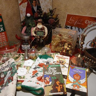 Christmas decorations - Fishing Santa - Fish in ornaments - vintage albums - Gnome - sleigh and more