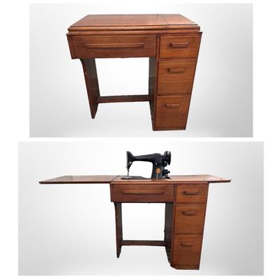 Desk with Singer Sewing Machine