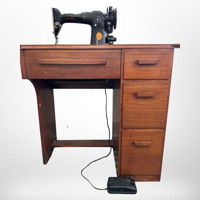 Desk with Singer Sewing Machine