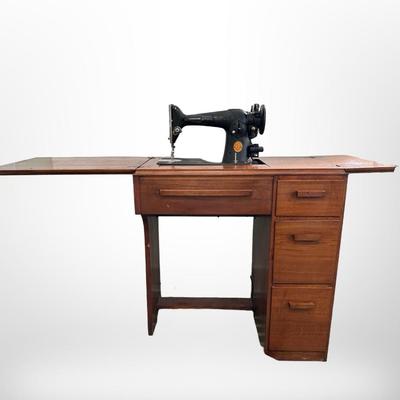 Desk with Singer Sewing Machine