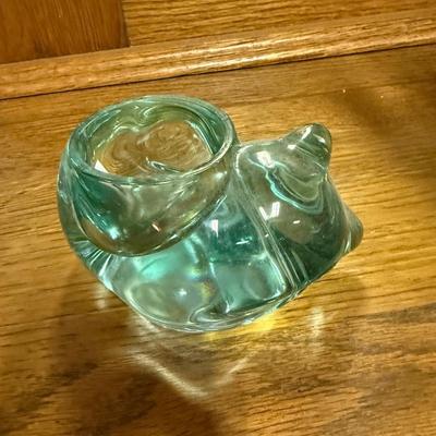 Indiana glass sleeping cat green