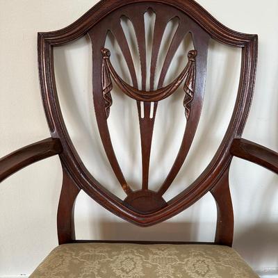 Vintage Mahogany Shield Back Chairs - Set of Six (6)