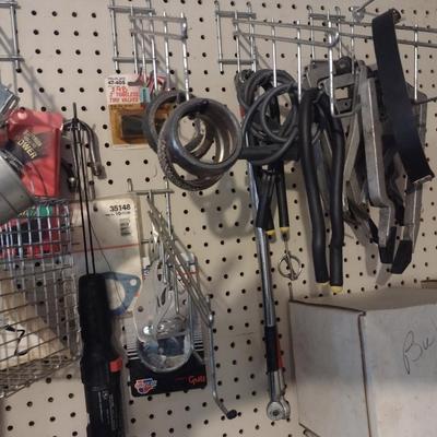 Contents of Pegboard and Boxes- Tools and Automotive Accessories