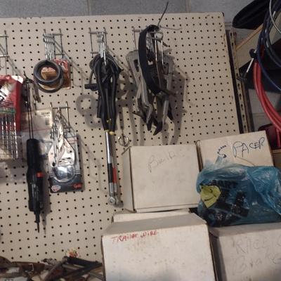 Contents of Pegboard and Boxes- Tools and Automotive Accessories