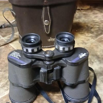 Vintage Jason commander 10x 50 Binoculars, a nice digital screen Nikon one touch 35 mm camera and a pair of gloves