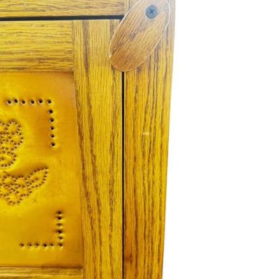 Mid-1800’s Wooden Pie Safe with 3 Hand Chased Latched Copper Doors