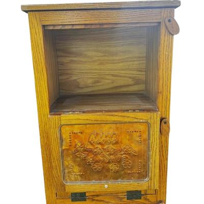 Mid-1800’s Wooden Pie Safe with 3 Hand Chased Latched Copper Doors