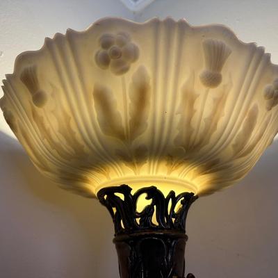 Floor Lamp with Glass Shade and Beautiful Stone (See Details)