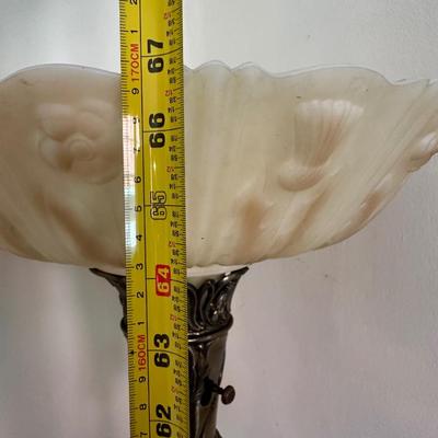Floor Lamp with Glass Shade and Beautiful Stone (See Details)
