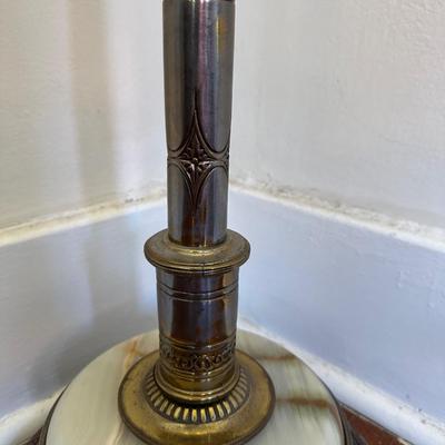Floor Lamp with Glass Shade and Beautiful Stone (See Details)