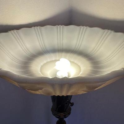 Floor Lamp with Glass Shade and Beautiful Stone (See Details)
