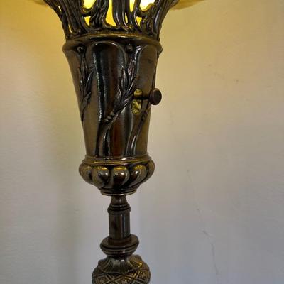 Floor Lamp with Glass Shade and Beautiful Stone (See Details)