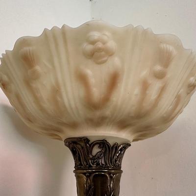 Floor Lamp with Glass Shade and Beautiful Stone (See Details)