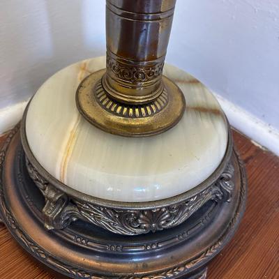 Floor Lamp with Glass Shade and Beautiful Stone (See Details)