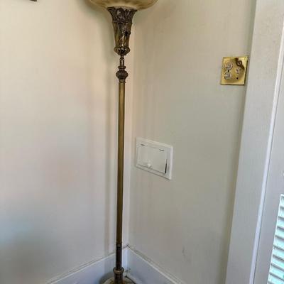Floor Lamp with Glass Shade and Beautiful Stone (See Details)