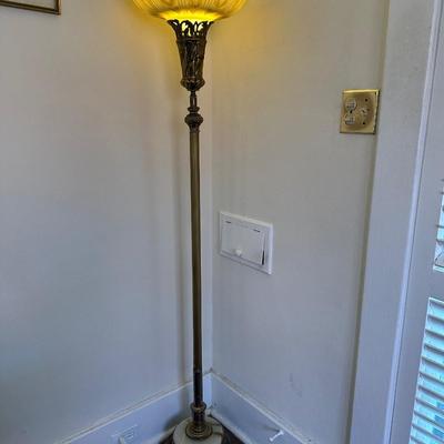 Floor Lamp with Glass Shade and Beautiful Stone (See Details)