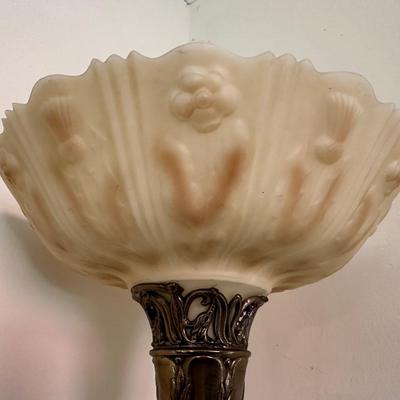 Floor Lamp with Glass Shade and Beautiful Stone (See Details)