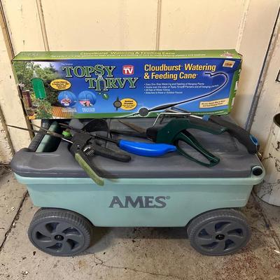 Ames Lawn Rolling Cart, Garden Tools & Watering Cane