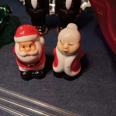 HOLIDAY SERVING DISHES AND SALT PEPPER SHAKERS