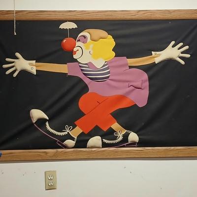 Vintage Framed fabric clown