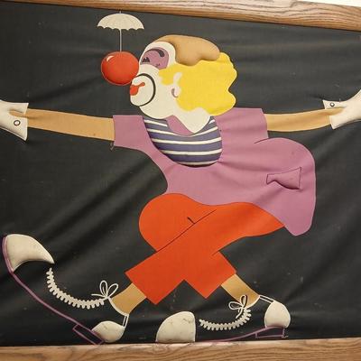 Vintage Framed fabric clown