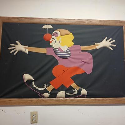 Vintage Framed fabric clown