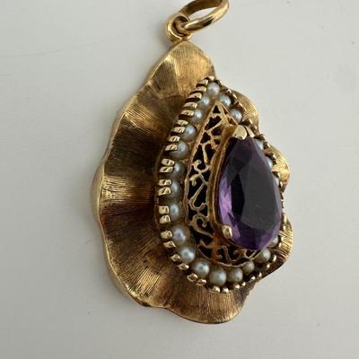 Vintage Amethyst & Pearl Pendant